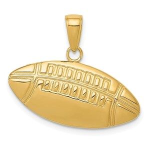 14k Yellow Gold Sports Theme Unisex Polished Medium Football Charm Pendant